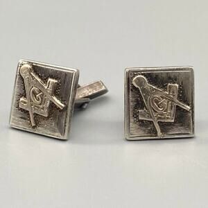 Vintage Sterling 10k Free Mason Cuff Links Mexico Masonic 14grams freemason nb